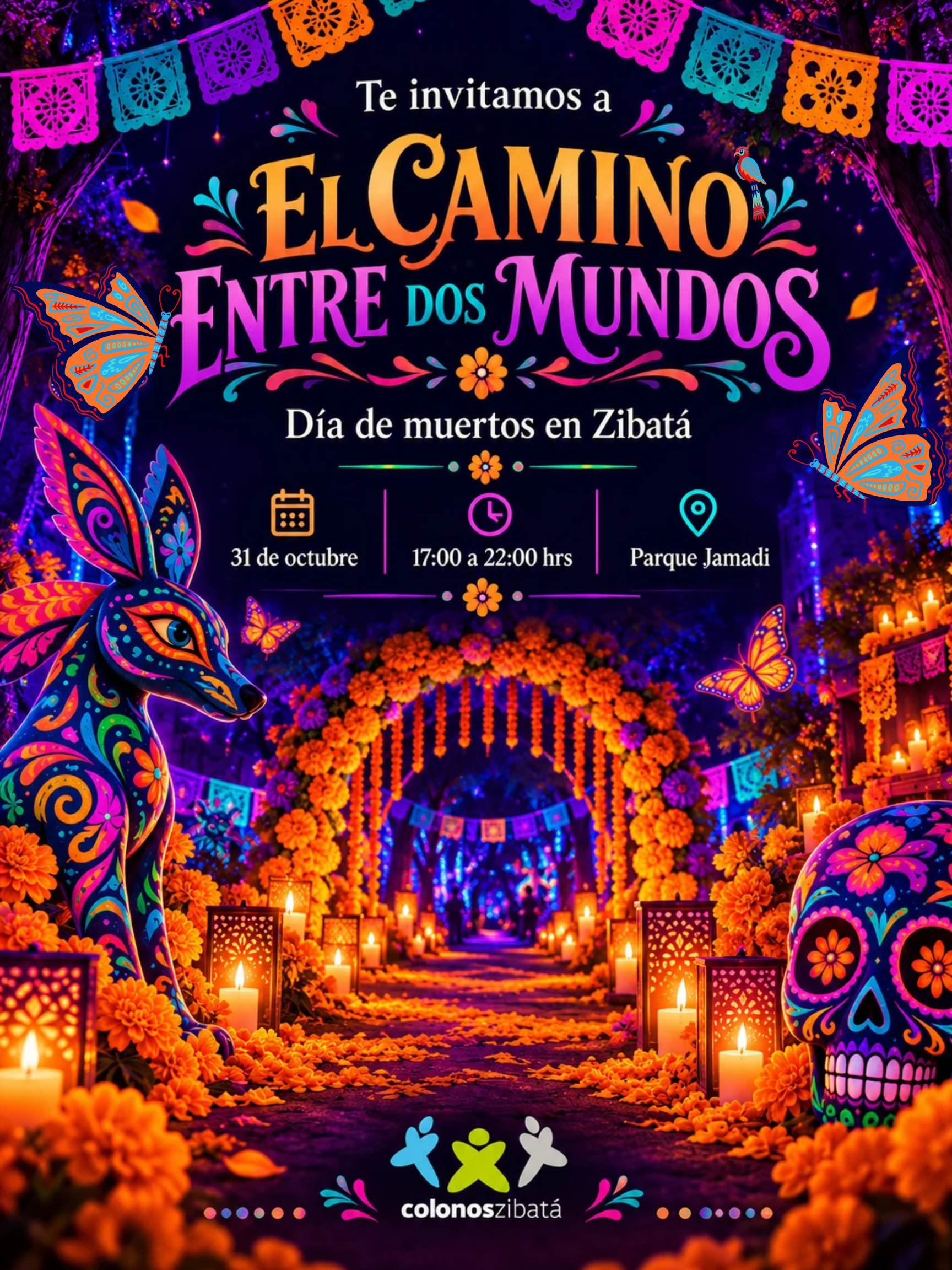 Invitación a El Camino Entre Dos Mundos, Día de muertos en Zibatá, 31 de octubre de 17:00 a 22:00 hrs en Parque Jamadi