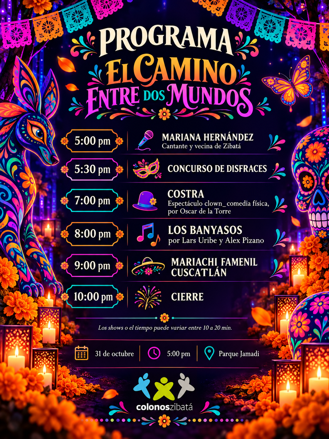 Programa de El Camino Entre Dos Mundos, 31 de octubre en Parque Jamadi